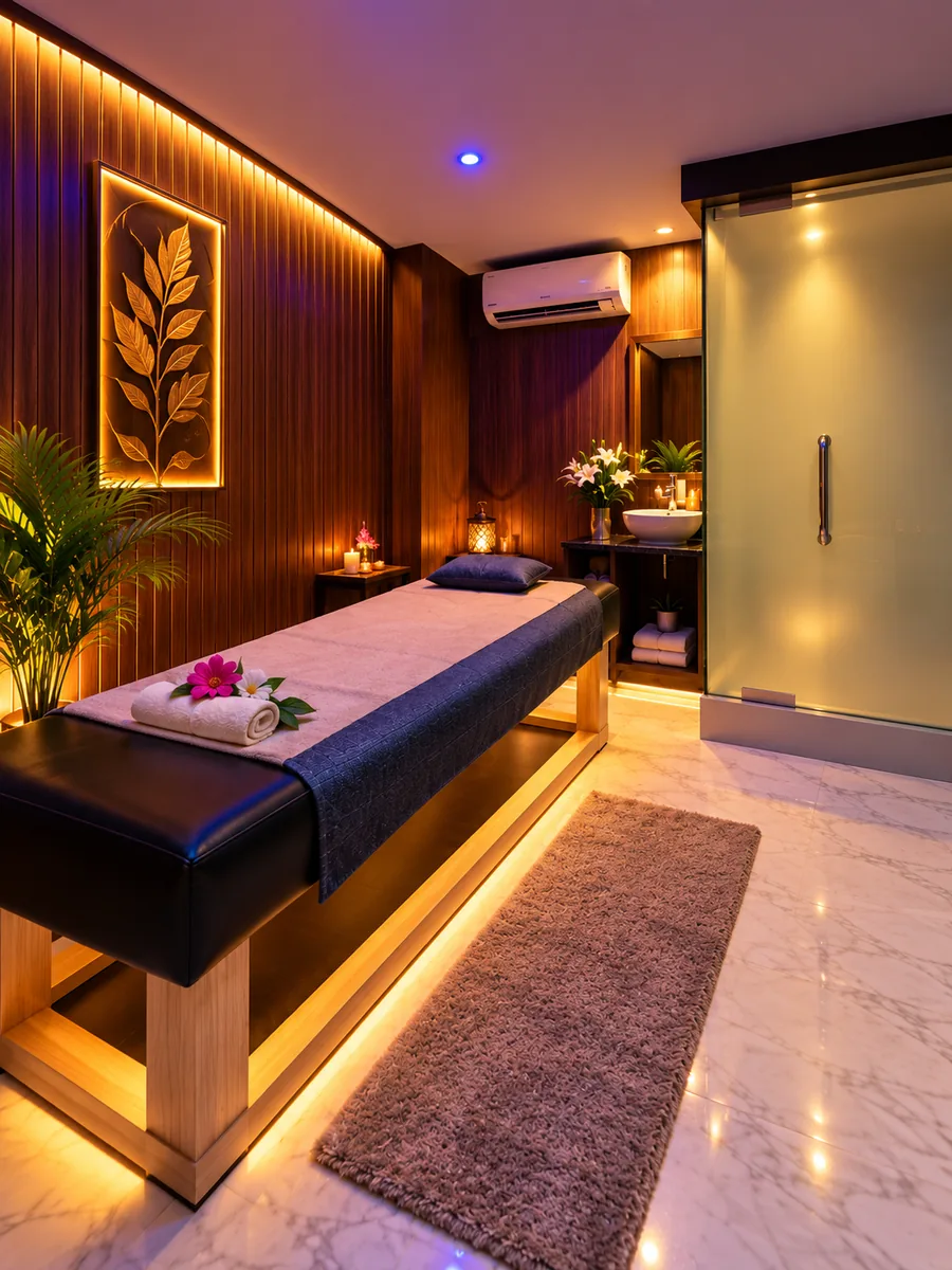 Massage room with ambient lighting at Dream Wellness Spa, Monda Market